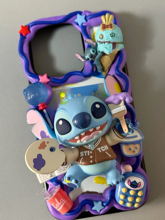 Stitch DIY Handmade Cream Glue Phone case