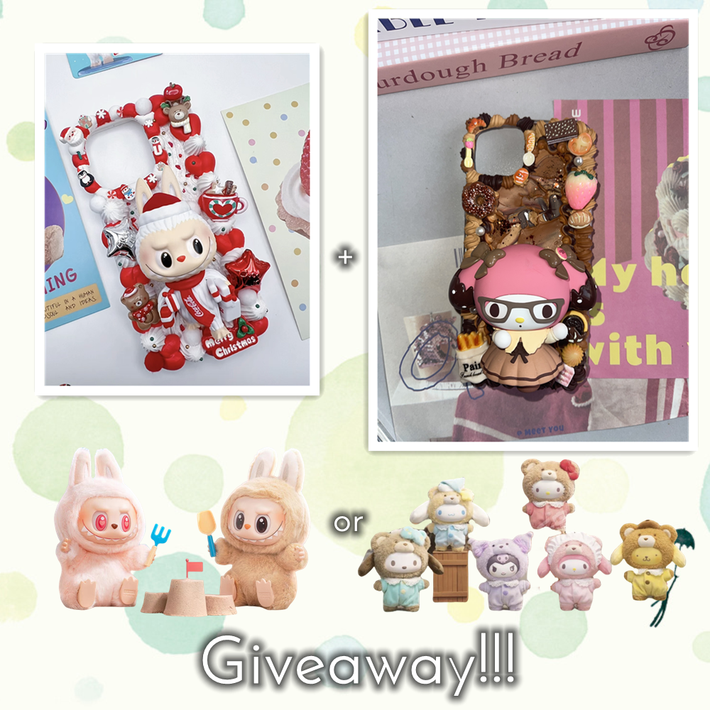 Two Big Doll Customize Phone Case Give one LABUBU have a set or Sanrio Latte Baby FOR FREE!!!!!