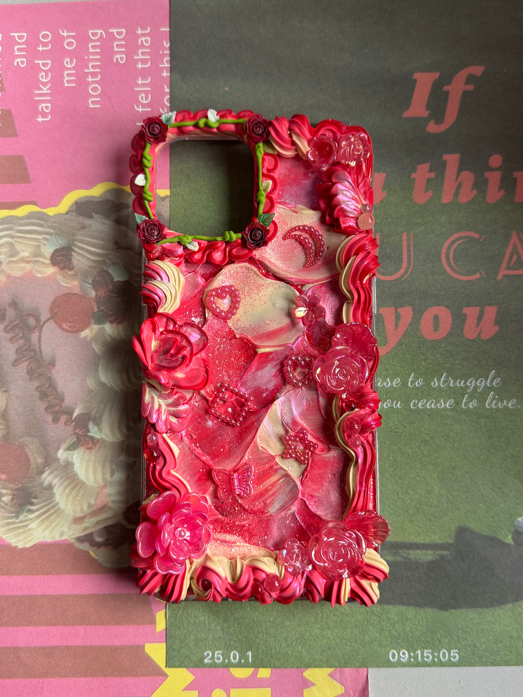 No big doll case (Flowers) DIY Cream Glue Handmade Phone Case