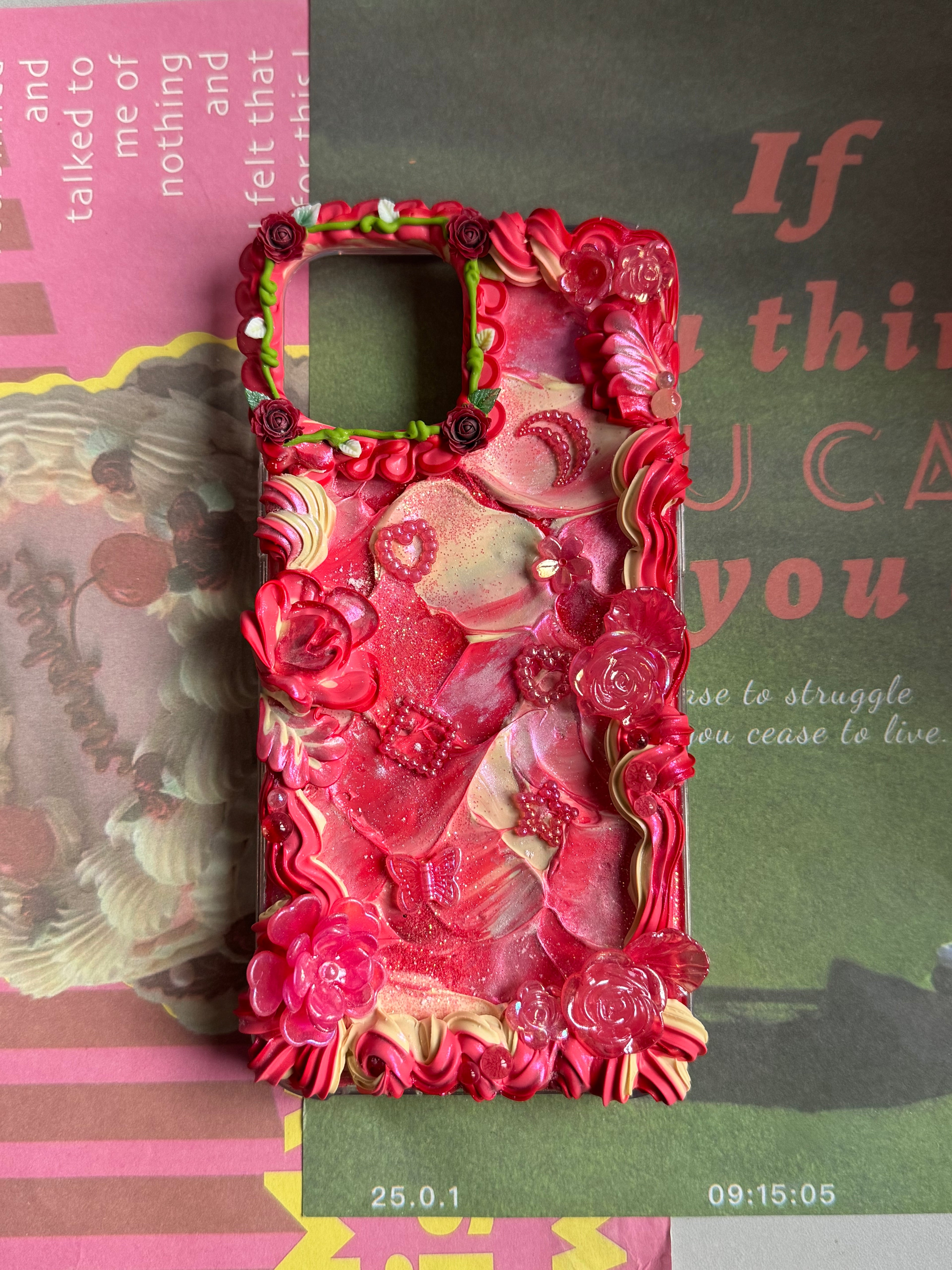 No big doll case (Flowers) DIY Cream Glue Handmade Phone Case