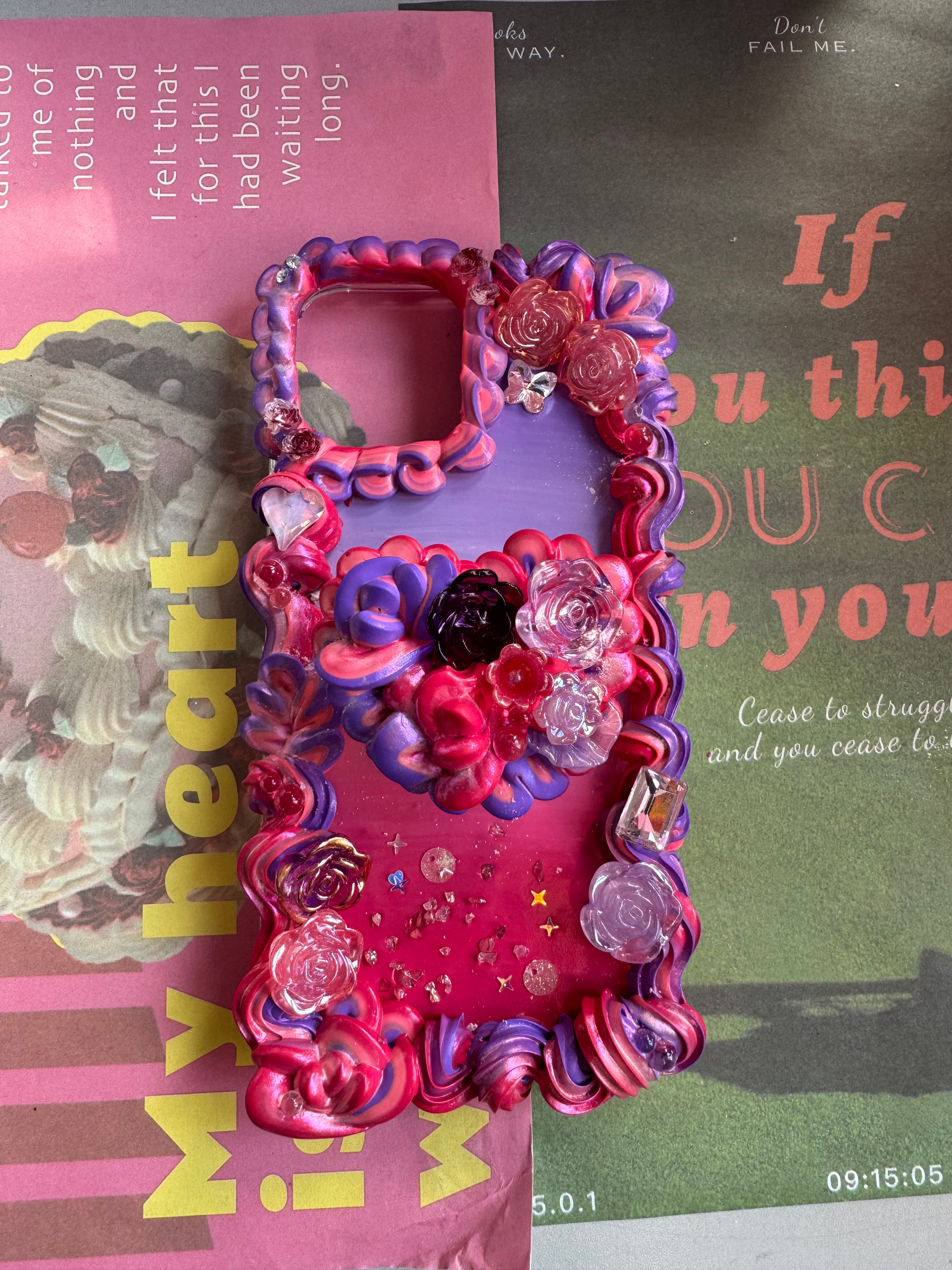 No big doll case (Flowers) DIY Cream Glue Handmade Phone Case