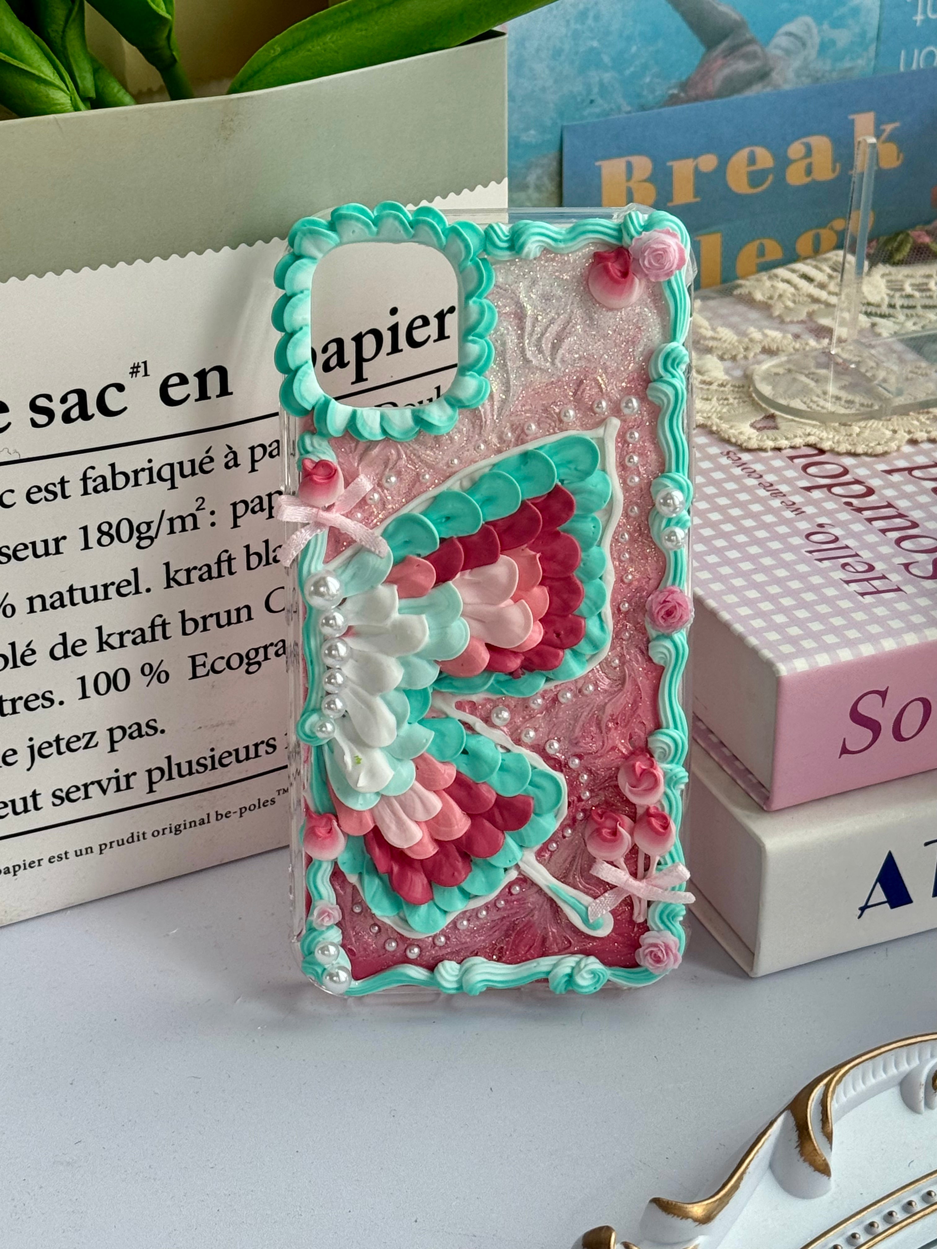 Butterfly Design DIY Cream Glue Handmade Phone Case