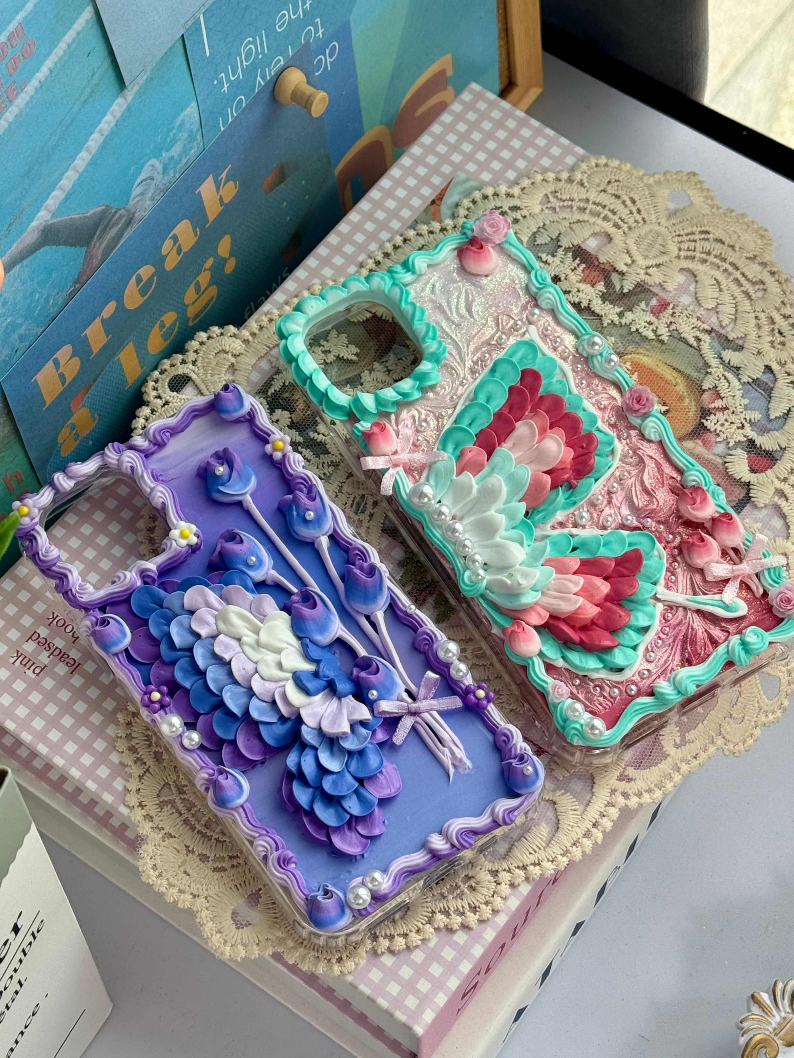 Butterfly Design DIY Cream Glue Handmade Phone Case