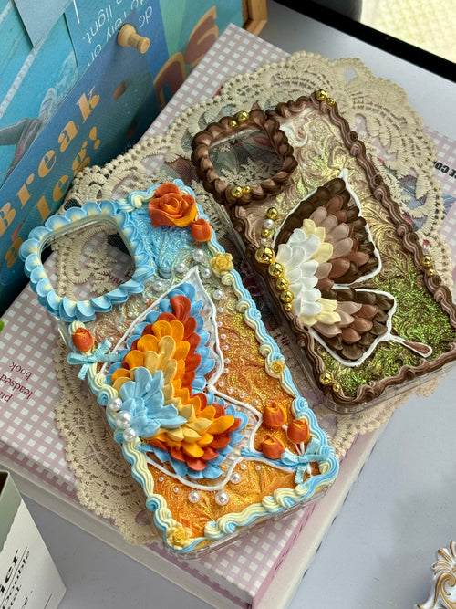Butterfly Design DIY Cream Glue Handmade Phone Case