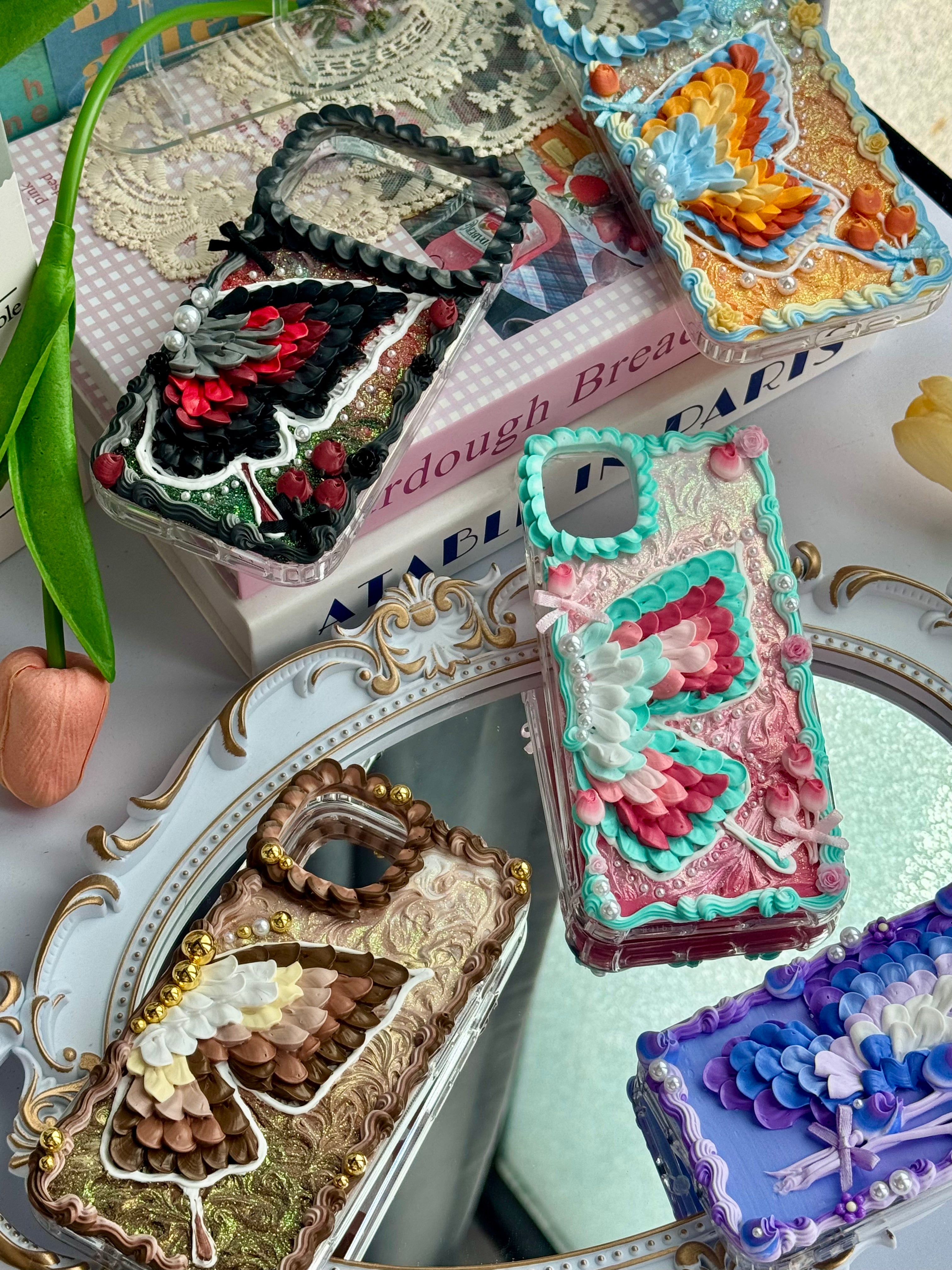 Butterfly Design DIY Cream Glue Handmade Phone Case