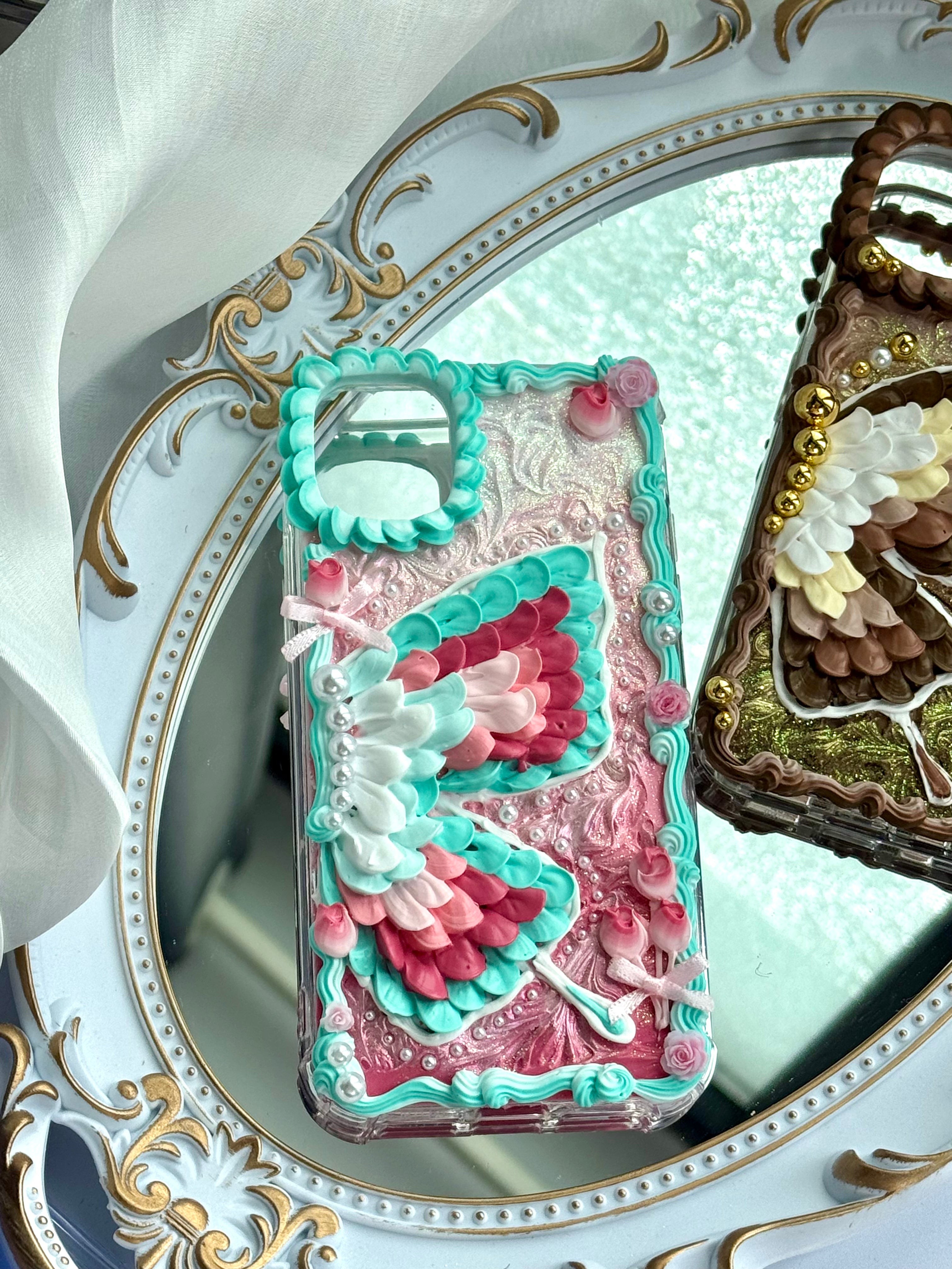 Butterfly Design DIY Cream Glue Handmade Phone Case