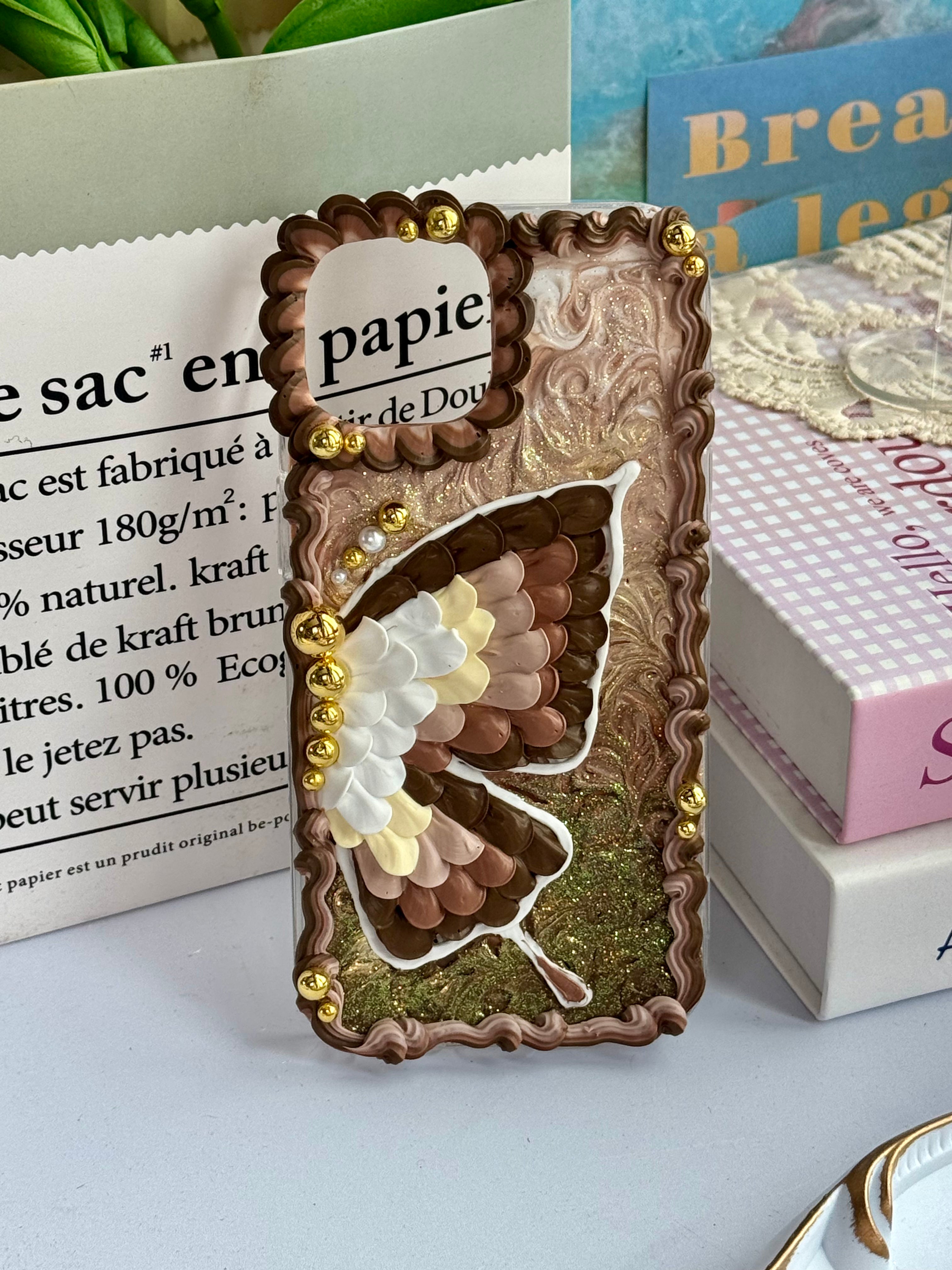 Butterfly Design DIY Cream Glue Handmade Phone Case