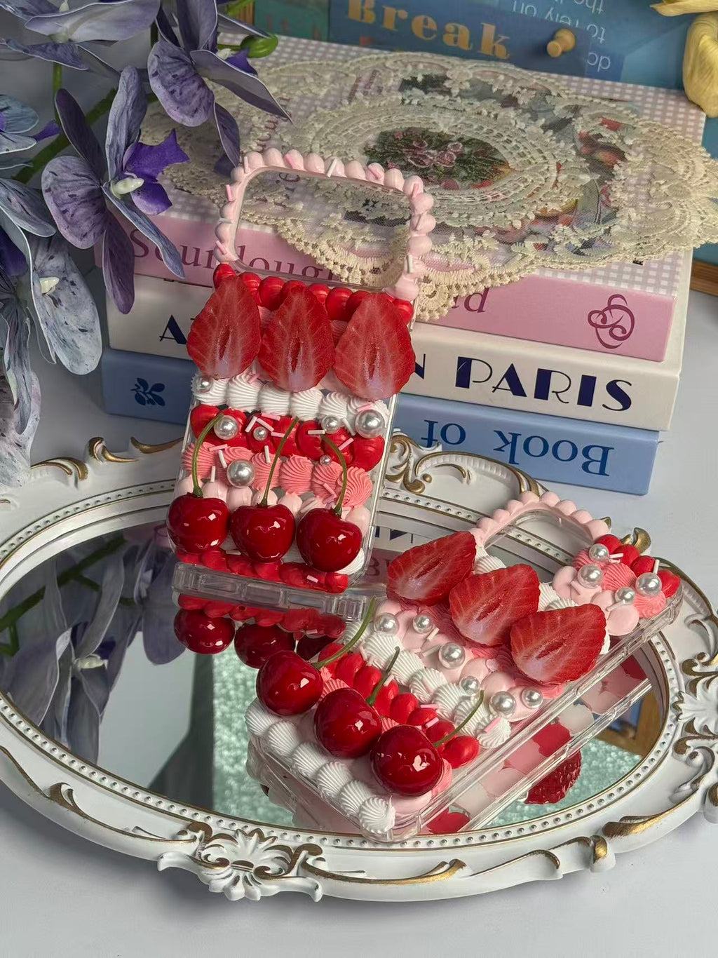 Strawberries & Cherries KIT Cream Glue Case for DIY