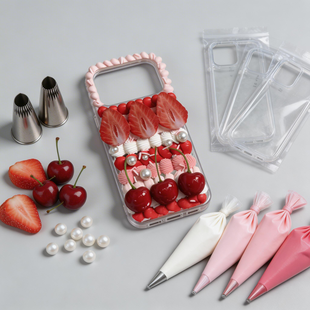 Strawberries & Cherries KIT Cream Glue Case for DIY
