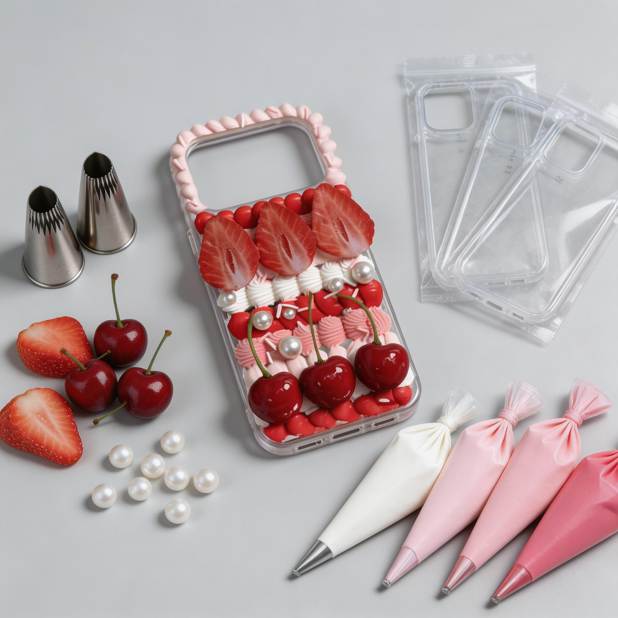 Strawberries & Cherries KIT Cream Glue Case for DIY